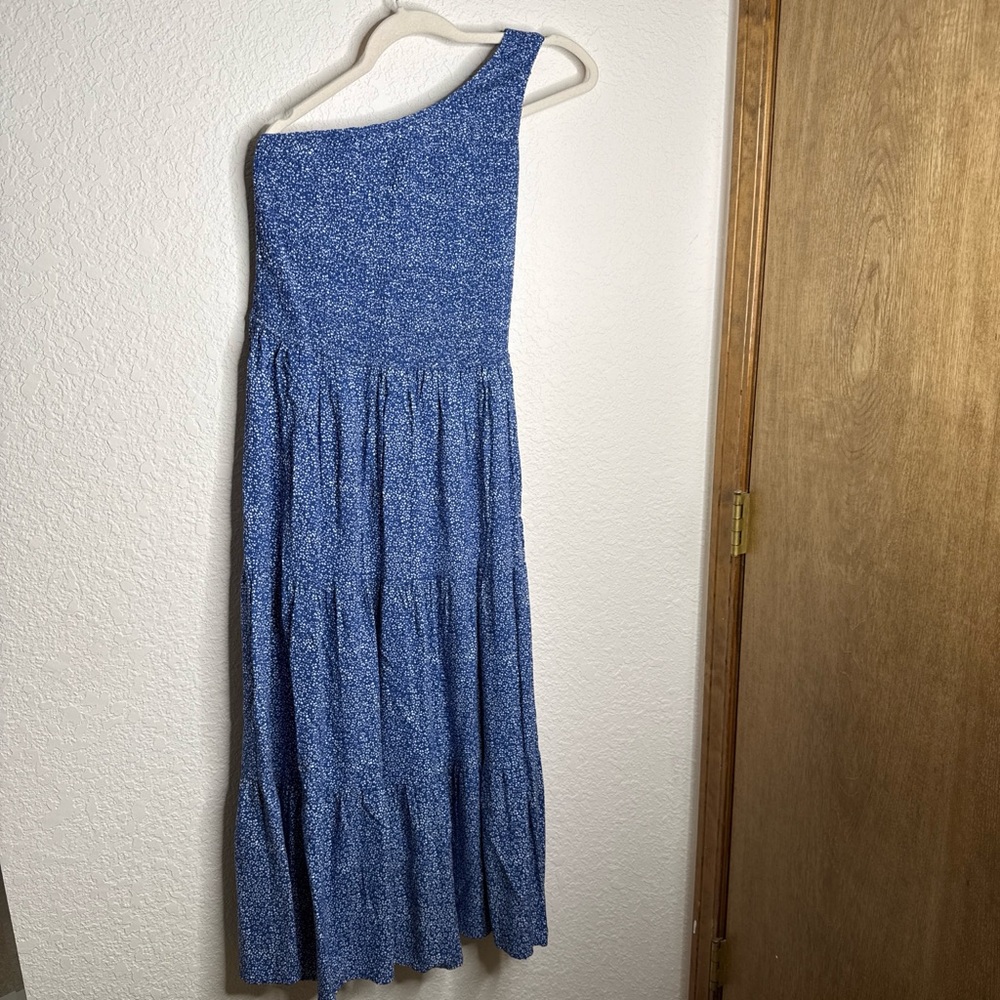Zesica Blue One-Shoulder Tiered Maxi Dress, Size M